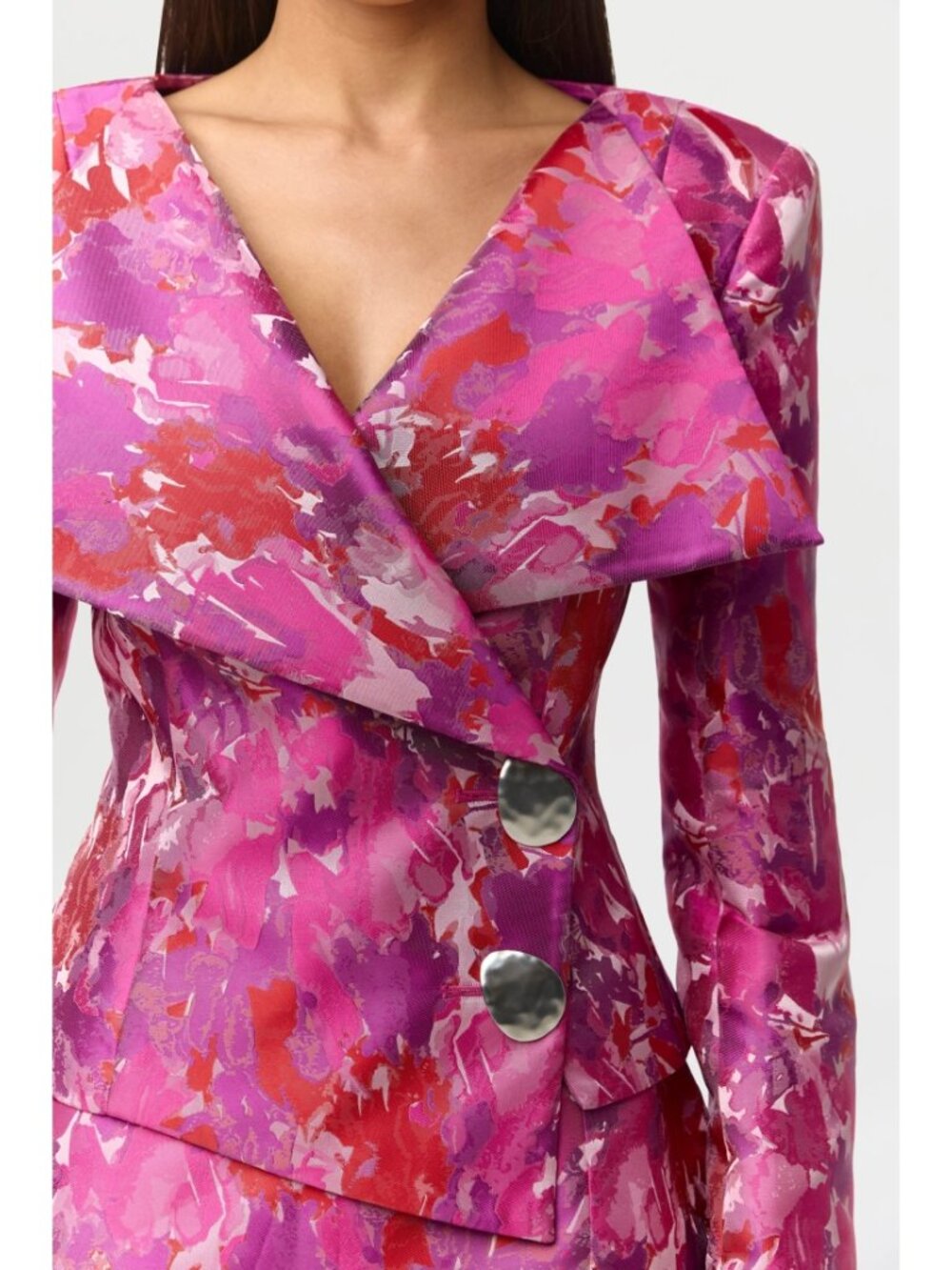 Naked Wardrobe Suiting Jacquard Crossbody Blazer Fuchsia Multi Abstract Size M - Picture 3 of 14